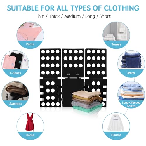 GYE T-Shirt Folding Board, Plastic Clothes Folder for Kids & Adults, Black