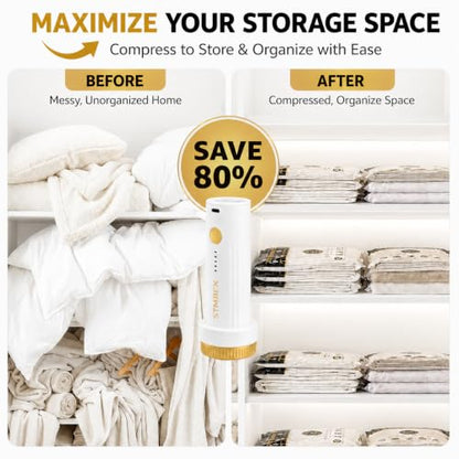 12 Pack Vacuum Storage Bags with Electric Pump for Clothing, Home & Travel