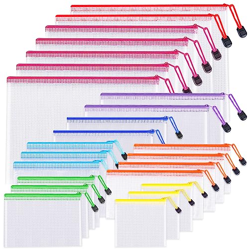 24pcs Mesh Zipper Pouch Bags 8 Sizes Plastic Clear Pouches for Organization - size: Multiple sizes