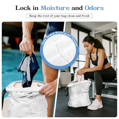2 Pack Travel Laundry Bags for Dirty Clothes, Waterproof Laundry Bag - color: White