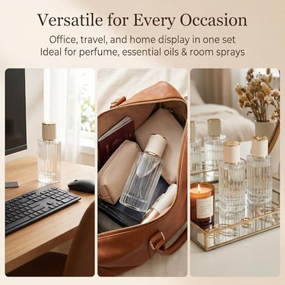 YU FENG 2 Pack 100ml Glass Perfume Spray Bottles, Gold Rim Atomizer - color: Ivory Cylinder