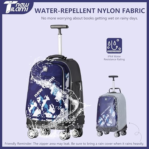 NEW TILAMI 19 Inch Rolling Backpack 4 Spinner Wheels for School, Dark Blue - color: Blue Shadow Illusory Form