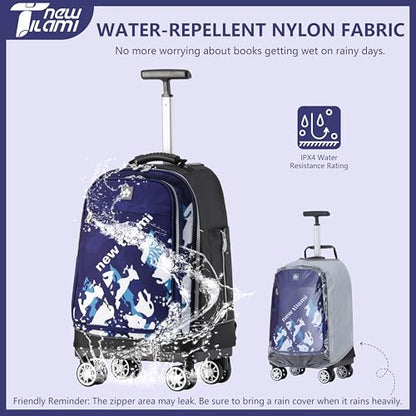 NEW TILAMI 19 Inch Rolling Backpack 4 Spinner Wheels for School, Dark Blue - color: Blue Shadow Illusory Form