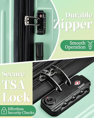 Carry On Luggage 22x14x9 Airline Approved, Suitcases with Wheels - color: Mint, size: S(carry-on-20")