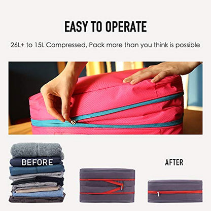 Bee Nesting 26L Compression Packing Cube Extra Large Travel Organizer - color: Gray Red, size: 26L