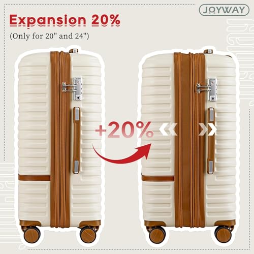 Joyway Expandable Carry on Luggage Sets Airline Approved, Lightweight Hard Shell 20 Inch Carry-on Suitcase with Spinner Wheels, White - color: White, size: 4 piece sets (13/20)