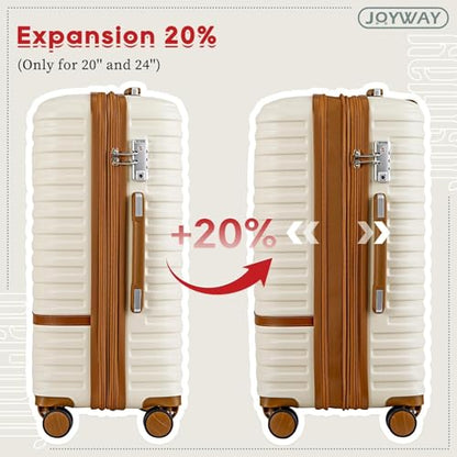 Joyway Expandable Carry on Luggage Sets Airline Approved, Lightweight Hard Shell 20 Inch Carry-on Suitcase with Spinner Wheels, White - color: White, size: 4 piece sets (13/20)