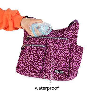 MHCNLL Women's Nylon Crossbody Purse, Anti-Theft RFID Lightweight - color: Leopard Print