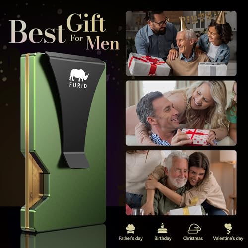 Minimalist Card Wallet for Men Slim: Rfid Metal Wallet with Money Clip - color: Aluminum Olive