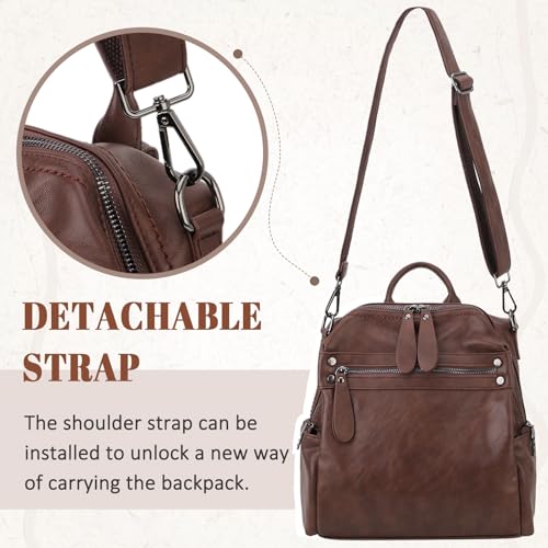 VX VONXURY Small Backpack Purse for Women, Faux Leather, Fit 9.7" IPad - color: Standard-coffee Fits Folder