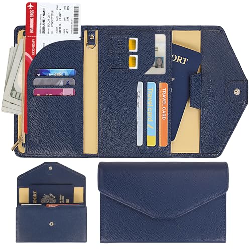 ZOPPEN Passport Holder Travel Wallet Organizer for Women,Navy Blue - color: Navy Blue