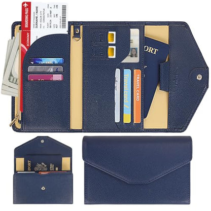 ZOPPEN Passport Holder Travel Wallet Organizer for Women,Navy Blue - color: Navy Blue