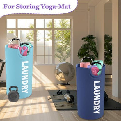 2Pcs 95L Large Clothes Hampers, Foldable Laundry Basket with Handles - color: Blue + Navy Blue, size: L-95L