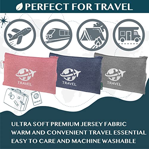 PAVILIA Travel Blanket Airplane Compact Pillow with Bag for Flights, Gray - color: Gray