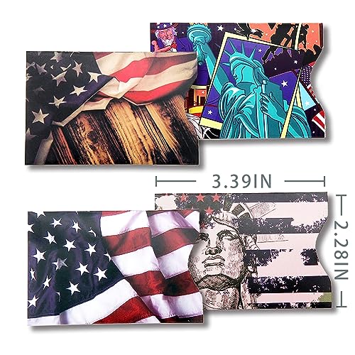 RFID Blocking Sleeves (10 RFID Blocking Sleeves, 5 Unique Designs) Identity Theft Protection Travel Case Set (American Element) (Side Load) - color: Side Load