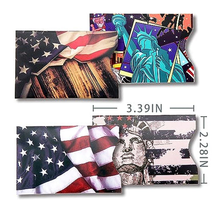 RFID Blocking Sleeves (10 RFID Blocking Sleeves, 5 Unique Designs) Identity Theft Protection Travel Case Set (American Element) (Side Load) - color: Side Load