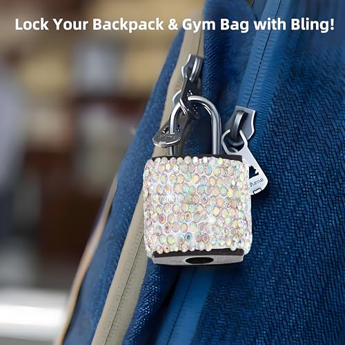 2 Pcs Small Locks with Keys Mini Luggage Locks Bling Padlock with Key Metal Lock for Locker Suitcase Bag(White+Black) - color: white+black