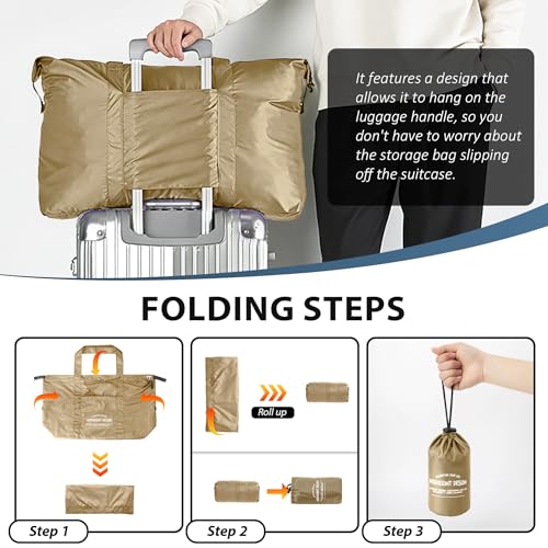 Veki Large Duffle Bag for Travel, Lightweight Carry On Bags, Khaki, L - color: Khaki, size: L