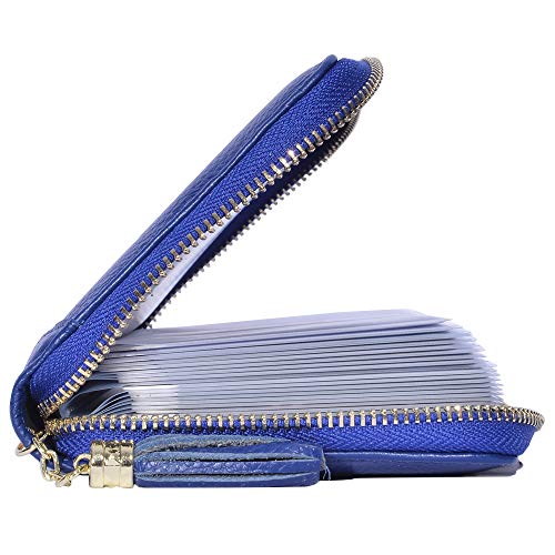 Easyoulife Credit Card Holder Wallet Womens Zipper Leather Case Purse RFID Blocking - color: Royal Blue