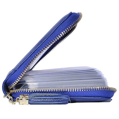 Easyoulife Credit Card Holder Wallet Womens Zipper Leather Case Purse RFID Blocking - color: Royal Blue