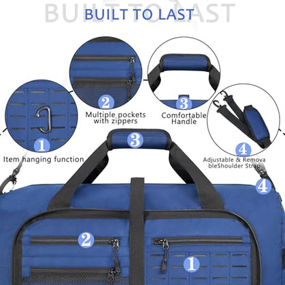 65L Foldable Duffle Bag for Travel, Large Durable Travel Duffel Bag - color: Blue, size: 65L