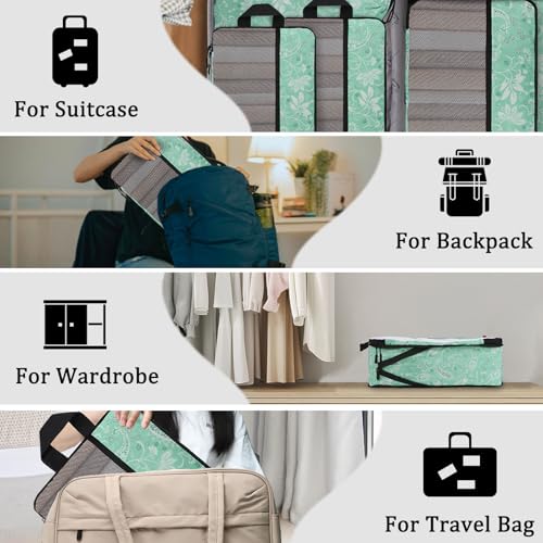 U+U 6 Set Compression Packing Cubes, Travel Organizers (Green Paisley) - color: Green Paisley, size: 6 Set