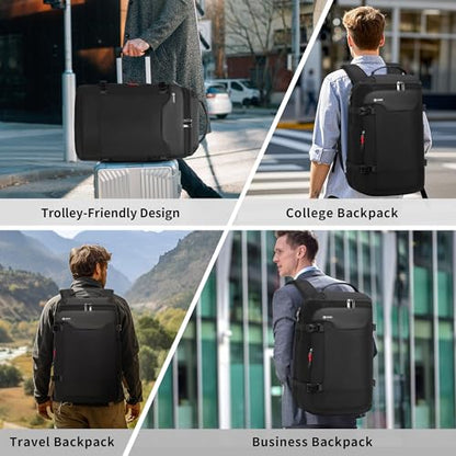 POSO Vacuum Backpack Travel, 60L Expandable Vacuum Seal Backpack with Pump & Laptop Compartment (Fits 17") - color: Carbon Black, size: Vacuum Enabled
