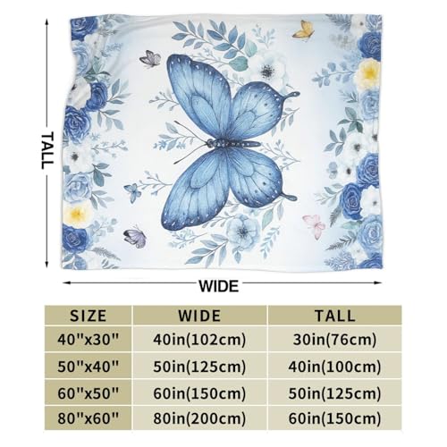 Butterfly Blanket Blue Butterflies Fleece Throw Blanket Soft Cozy Fuzzy Plush Warm Stuff Beautiful Butterfly Bedding Blankets Gifts for Girls Boys Kids Adult Men Women 60"X80" - color: Butterfly3, size: 60"x80"