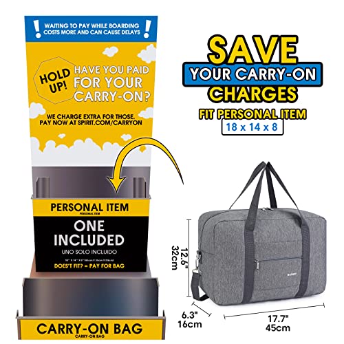 Narway Personal Item Travel Bag, Carry on Foldable Duffle Bag for Women Men - color: ZA-Thick Grey