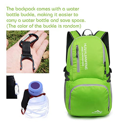 Lywencom 30L Foldable Hiking Backpack Ultralight Waterproof Daypack(green) | Packable 10oz ultralight design saves luggage space. Waterproof & tear-resistant for day hikes, camping, and travel packing. - color: Green