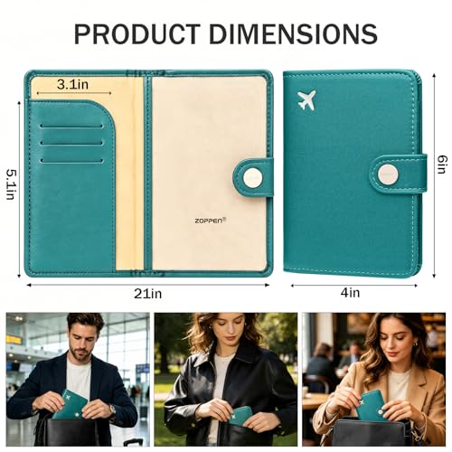 Zoppen Rfid 블로킹 여행용 여권 홀더 커버 슬림 신분증 케이스 - color: 초록색.