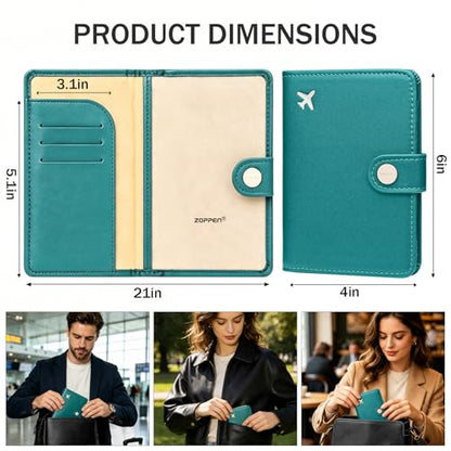 Zoppen Rfid 블로킹 여행용 여권 홀더 커버 슬림 신분증 케이스 - color: 초록색.