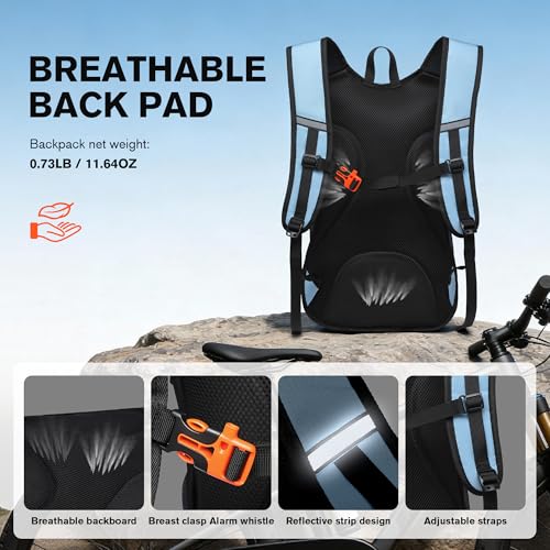 Ultra-Light Soft Hiking Daypack With Cushioned Breathable Back Panel | Sports Backpack, 20L, Sky Blue - color: Sky Blue, size: 20L