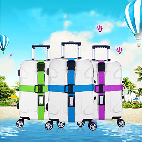 Adjustable Luggage Strap Suitcase Baggage Packing Belt Travel Accessories Long Cross Strap (Blue) - color: Blue