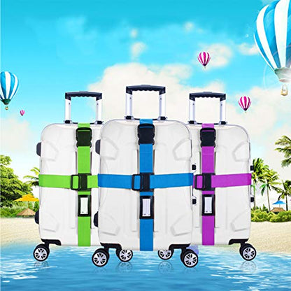 Adjustable Luggage Strap Suitcase Baggage Packing Belt Travel Accessories Long Cross Strap (Blue) - color: Blue