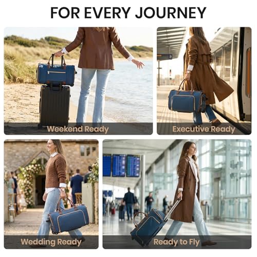 Fanwoli Carry-On Rolling Garment Bag with Wheels, Suit Travel Bag - color: Blue