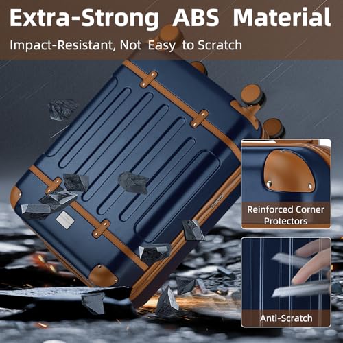 LARVENDER Expandable Carry on Luggage Sets 3 Piece Suitcases Set, Navy - color: Navy Blue, size: 3 piece set(BP/TB/20)