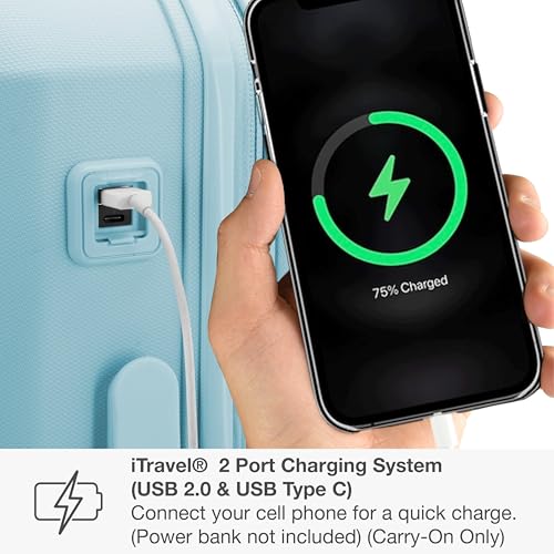 Traveler's Choice Pagosa Hardshell Expandable Luggage with Spinner Wheels, Baby Blue, 2-Piece Set (22/27) - color: Baby Blue, size: 2-Piece Set (22/27)