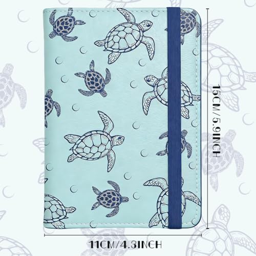 Line Art Sea Turtle Passport Holder for Travel, 5.9" x 4.3" - color: Sea Turtle