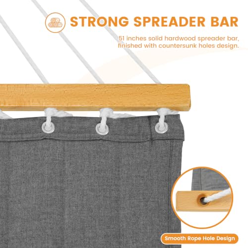 Lazy Daze 12 FT Sunbrella Quilted Hammock, Non-Fading Double Hammock - color: Cast Slate