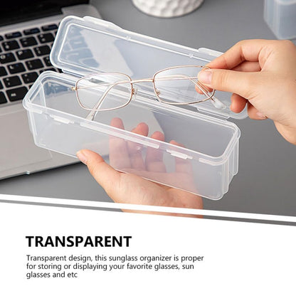 VILLCASE 2-pack Sunglasses Organizer Storage Clear Plastic Eyeglass Cases Portable Travel Eyeglass Holder for Sunglasses Eyewear Tabletop Display 7.08 X 2.36 X 1.88 in