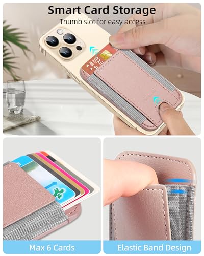HiWe for MagSafe Wallet, 7 Cards Holder, RFID Blocking, Stronger Magnets - color: Gold Wallet - Grey Band
