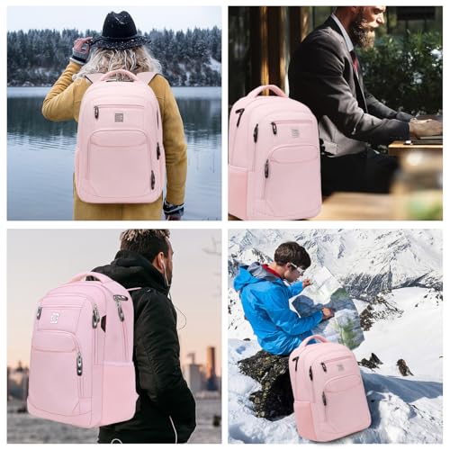 Volher Laptop Backpack,Business Travel Anti Theft Slim College Backpack - color: Light Pink, size: 15.6 Inch, style: Laptop