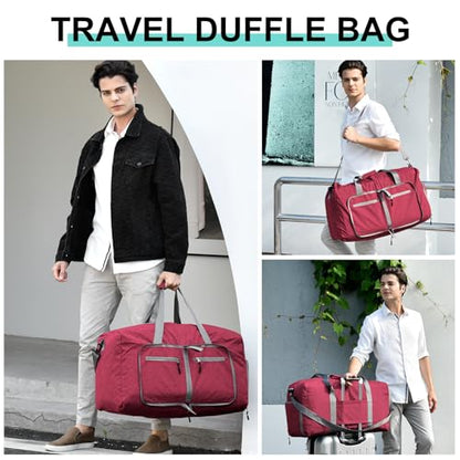 Dimayar 40L Foldable Duffle Bag, Travel & Weekender, Overnight, Gym - color: Red, size: 40L