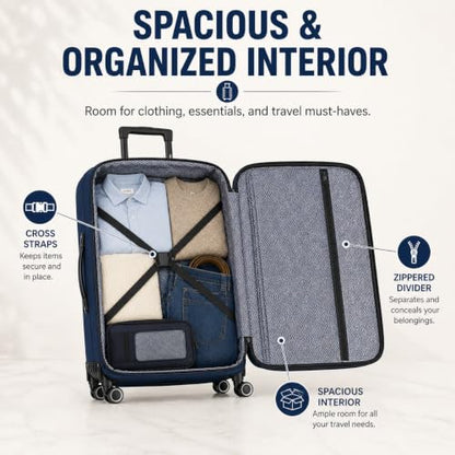 Mirage Grace 4 Piece Expandable Softside Luggage Set, Navy - color: Navy
