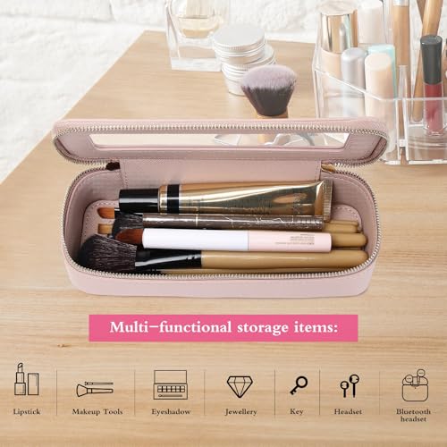 Pinkmik Makeup Brush Case Clear Travel Cosmetic Bag, (Pink, SLIM) - color: B/Pink, size: SLIM