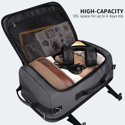 WITZMAN Travel Backpack for Men 35L Carry-on Luggage Bag USB Charging Port - color: Silvery Grey