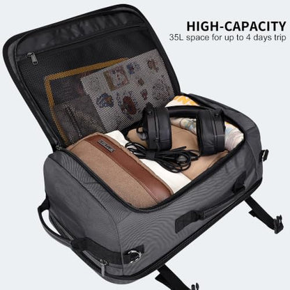 WITZMAN Travel Backpack for Men 35L Carry-on Luggage Bag USB Charging Port - color: Silvery Grey