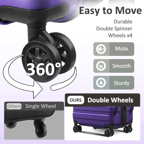 Checked 24inch Luggage with Spinner Wheels,Expandable - color: Dark Purple, size: M (24 In)