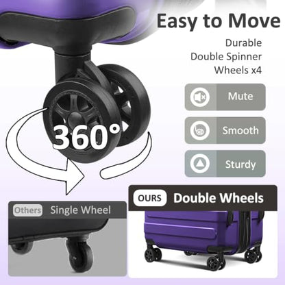 Checked 24inch Luggage with Spinner Wheels,Expandable - color: Dark Purple, size: M (24 In)